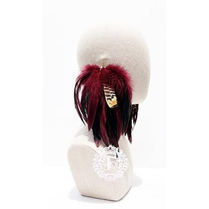 Boho Burgandy Feather Earrings for Women – Long Lightweight Statement Dangle Earrings for Festival, Gifts & Summer Style – FASHMOROUS