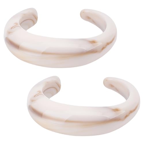 2Pcs Acrylic Cuff Bracelet Opaque Chunky Cuff Bangle Bracelets for Women Irregular Large Bracelets Fashion Open Geometric Wide Bracelet for Lady Holiday Charm Jewelry Gift - color: White