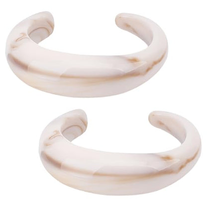 2Pcs Acrylic Cuff Bracelet Opaque Chunky Cuff Bangle Bracelets for Women Irregular Large Bracelets Fashion Open Geometric Wide Bracelet for Lady Holiday Charm Jewelry Gift - color: White
