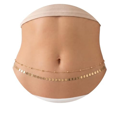 Gold Belly Waist Chain for Women | Layered Belly 14K Gold Plated Chain Adjustable Bikini Belly Beads Body Chain Waterproof | Jewelry Gift - color: Style 2