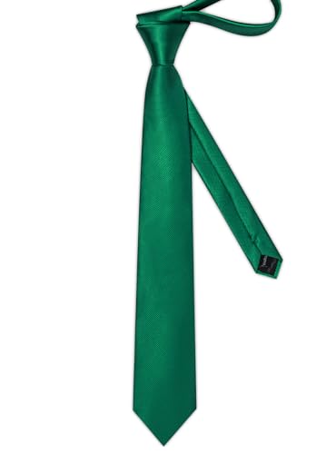 Solid Color Tie and Pocket Square with Tie Clip Lapel Pin Silk Formal Necktie Set Wedding Formal - color: Emerald Green