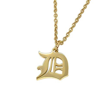 Old English Initial Alphabet Letter Necklace - style: D-Gold