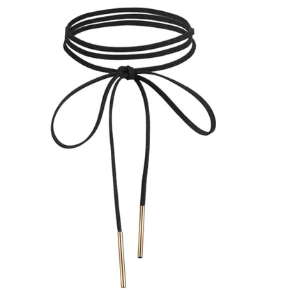 Red Choker Necklace for Women, Gothic Bow Velvet Choker, Sexy Long Wrap Rope Collar Tie Neck Chain with Gold Tube, Red Bow Tie Necklace Neck Accessories for Party Prom - color: Black