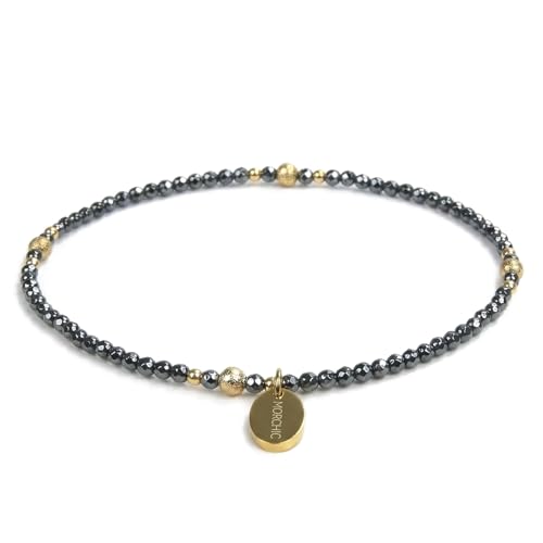 Womens Hematite Anklet, Handmade Foot Chain, Elastic Beach Chakra Jewelry - color: Ank-3