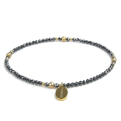 Womens Hematite Anklet, Handmade Foot Chain, Elastic Beach Chakra Jewelry - color: Ank-3
