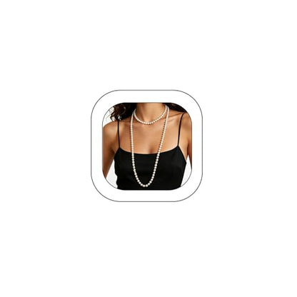 Long Pearl Beaded Necklace Layered Big Small Beads Pearl Necklaces Multi Strand Pearls Necklaces for Women Trendy Jewelry Gift - color: F: 150CM
