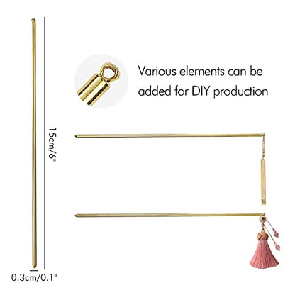 Lawie 40 Pack 6 Inch Gold Silver Long Metal Straight Hair Sticks with Hole Pencil Plain Hair Picks Forks Needle Rod Blank Thin Hairpins Hair Shawl Pins Chopsticks Bun Holder Craft DIY Accessories Bulk