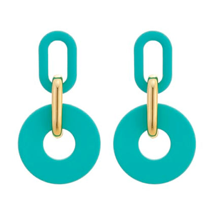 RUOFFETA Acrylic Rectangle Earrings, Fashion Acrylic Square/Oval/Hoop Statement Drop Earrings for Women - color: Aqua Round