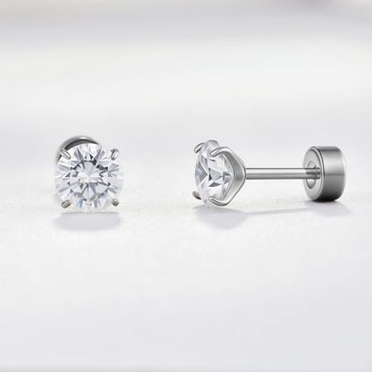 Titanium Moissanite Diamond Stud Earrings G23 Implant Grade Screw Flat Back Earring Hypoallergenic Pure Titanium Tragus Labret Cartilage Helix F136 Piercing Jewelry for Women Men - color: D Moissanite, size: 6mm(0.8ct*2)