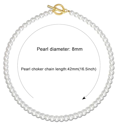 Layered Pearl Necklace for Women Pearl Choker Chain Necklaces - style: Standard