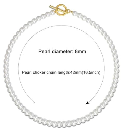 Layered Pearl Necklace for Women Pearl Choker Chain Necklaces - style: Standard