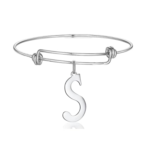 Stainless Steel Initial Letter Connector Charms Alphabet Pendant Diy Craft for Jewelry Making Necklaces Bracelets Keychain - color: Stainless Steel S