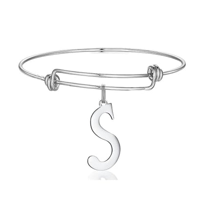 Stainless Steel Initial Letter Connector Charms Alphabet Pendant Diy Craft for Jewelry Making Necklaces Bracelets Keychain - color: Stainless Steel S