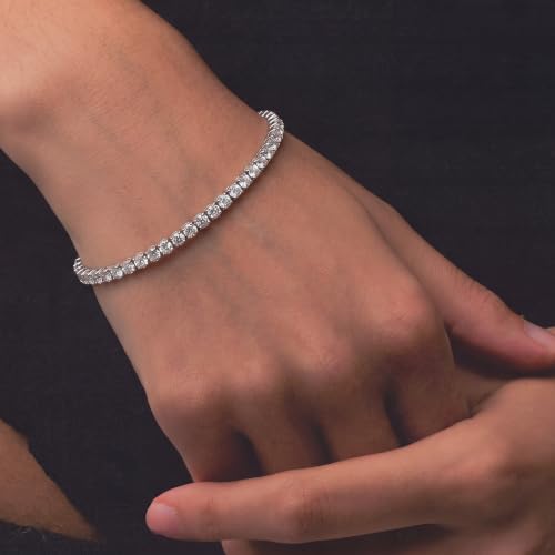 Tennis Bracelet for Women, Cubic Zirconia, Gold or Rhodium, 1.5-3mm | 18K Gold-Plated or Rhodium-Plated Brass, Cubic Zirconia, 1.5-3mm Widths, 6.5-7.5 in, Fade-Resistant, Jewelry Gift Box Ready - color: 2MM | Rhodium-Plated | 6.5 in