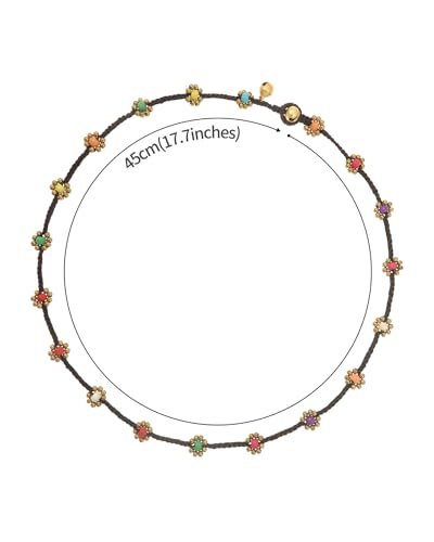 Made by Nami Colorful Bead Necklace for Women Adjustable & Waterproof Surfer Beaded Choker Necklace Handmade Boho Beach Choker for Summer Festival and Hippie Style - color: Multi Beads