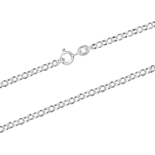 LeCalla 925 Sterling Silver Italian Jewelry Trendy Gift 1.5 MM, 2 MM, 3 MM Rolo Link Chain Necklace for Teen Women and Men with Spring Ring Clasp (16, 18, 20, 24 Inches) - size: Length 24 Inches, style: 2 MM