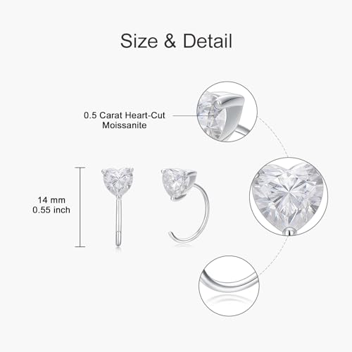 925 Sterling Silver Moissanite Huggie Half Hoop Earrings for Women - style: style 1