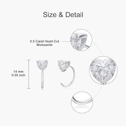 925 Sterling Silver Moissanite Huggie Half Hoop Earrings for Women - style: style 1