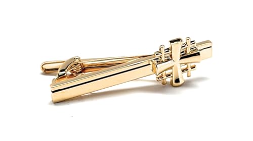 Gold Jerusalem Cross Tie Clip – Handmade Christian Tie Bar for Men, Religious Gift for Pastors, Missionaries, Weddings, Church Leaders, Groomsmen – Faith Jewelry for Him