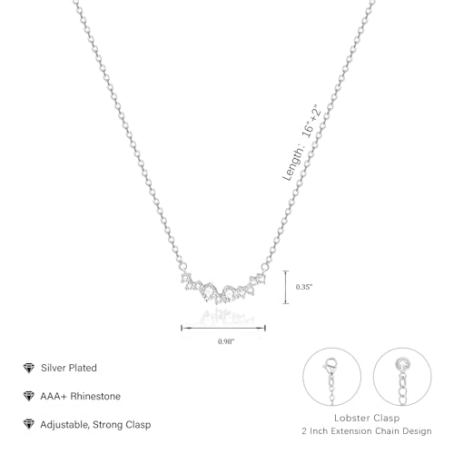 Zeffy Diamond Necklaces for Women, Dainty Gold Necklace 18k Gold Plated Layered Necklaces Simple Gold CZ Diamond Pendant Necklaces for Women Trendy Jewelry Gifts for Girls - color: Silver Multi CZ Necklace