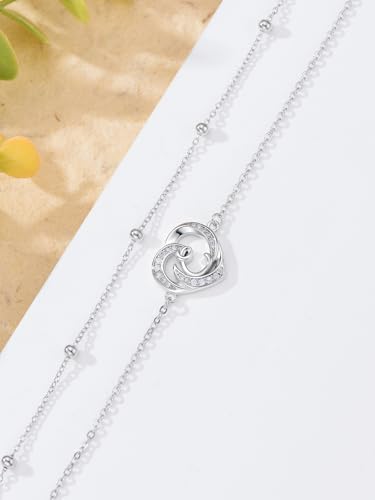 Dorunmo Initial Anklet 925 Sterling Silver Letter A-Z Layered Heart Anklet Beach Jewelry Birthday Gifts for Women - color: C