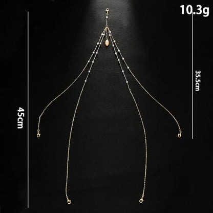 Sexy Rhinestone Bra Chain Chest Bracket Bikini Nightclub Crystal Rave Body Chain For Women Body Jewelry - color: GOLD3