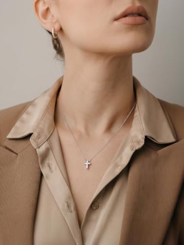 FindChic Single & Double Layer Cross Necklace for Women | Waterproof, Hypoallergenic, Dainty Crucifix Necklace, Christian Religious Faith Jewelry Gifts for Women