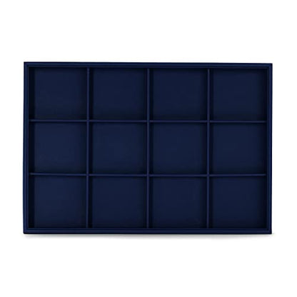 Oirlv Stackable Premium Leather Jewelry Trays 12 Grid Jewelry Drawer Organizer Trays Bracelet Earrings Watches Showcase Display Organizer | 12 Divided Compartments,Stackable Storage,Drawer-Friendly Design,Watch and Bracelet Organization,13.8×9.5Inch - col