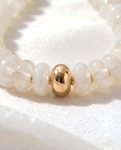 Chunky Colorful Bead Necklace Summer Fashion Statement Boho Beaded Chunky Necklace for Women Adjustable Length Lightweight Cool Suitable for Beach Vacation Daily Wear & Summer Parties - color: Beige