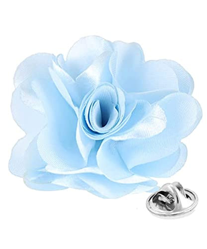 Premium Men's Formal Solid Color Flower Lapel Pin - Boutonniere for Men, Brooch Pin - color: Sky