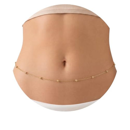 Gold Belly Waist Chain for Women | Layered Belly 14K Gold Plated Chain Adjustable Bikini Belly Beads Body Chain Waterproof | Jewelry Gift - color: Style 6