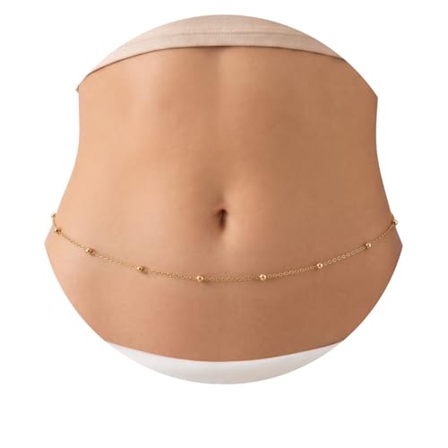 Gold Belly Waist Chain for Women | Layered Belly 14K Gold Plated Chain Adjustable Bikini Belly Beads Body Chain Waterproof | Jewelry Gift - color: Style 6