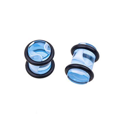 50 PCS Ear Stretching Kit 14Gauges-00Gauges Earring Marble Acrylic Taper Piercing Jewlery Sets - color: Blue