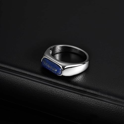 Kemstone Stainless Steel Lapis Lazuli Signet Ring for Men - size: 9