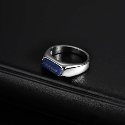 Kemstone Stainless Steel Lapis Lazuli Signet Ring for Men - size: 9