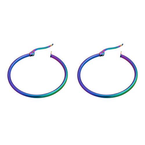 Rounded Hoops Earrings (20mm-60mm Diameter) - color: Rainbow 30mm