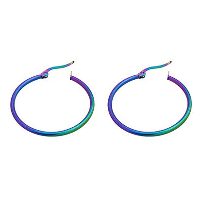 Rounded Hoops Earrings (20mm-60mm Diameter) - color: Rainbow 30mm