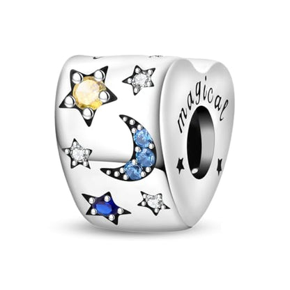 LIGHTDOG 925 Sterling Silve Charms fits Pandora Bracelets Necklace,5A Zircon Dangle Pendant Bead,Mother's Day Gift Jewelry Beads for Women - style: Star and Moon Love Beads