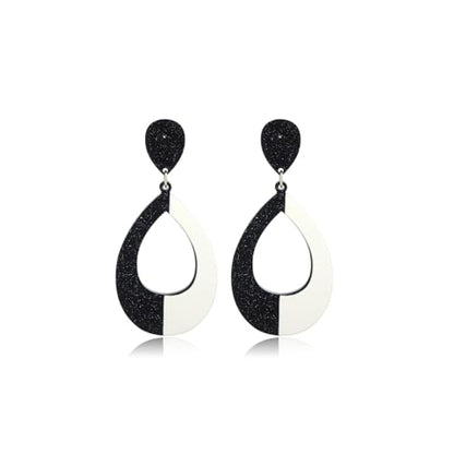 Black and White Acrylic Earrings Dangle Trendy Long Water Drop Earrings Fashion Geometric Resin Statement Earrings Boho Lightweight Jewelry for Women - style: Drop