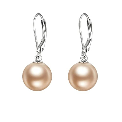 925 Sterling Silver Pearl Leverback Earrings Dangle Drop Jewelry Gifts for Women - style: Light Brown Pearl