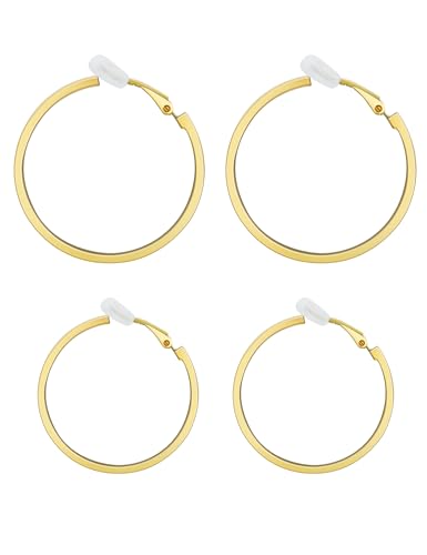 FAN&LOUIS Clip On Hoop Earrings Women,14K Gold Women's Clip-On Earrings Large Hoops Trendy for Non-Pierced Ears Lightweight 2026 - style: 30mm and 40mm