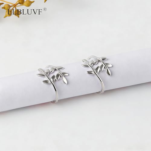 925 Sterling Silver White Gold Plated Leaves Leaf Laurel Wrap Adjustable Branch Ring Women Jewelry Size 4 5 6 7 8