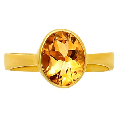 18K Gold Filled Non-Tarnish Ring for Women – Oval Multi Gemstone Solitaire Band – Classic Birthstone Jewelry for Everyday Wear - color: Citrine