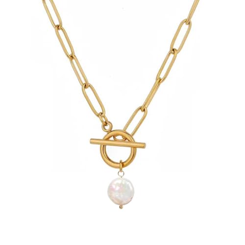 Teardrop CZ Pendant Paperclip Chain Necklace 18K Plated Paperclip Toggle Necklace Jewelry Birthstone Gift for Women - color: Style-1