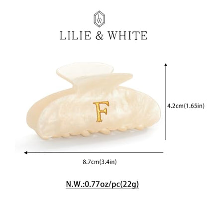 LILIE&WHITE Acrylic Letter Hair Clips For Women Stylish F Initial Hair Claw | Alphabet Hair Clip Fashion Glitter Monogram Claw Clip Elegant And Durable Hair Accessory Large Hair Clips F - color: HC22539F