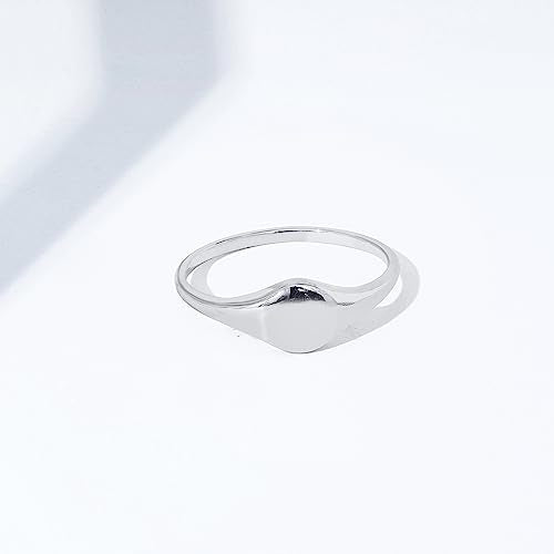 Amazon Essentials 14K Plated Sterling Silver Round Signet Ring - color: Silver, size: 10, style: Round