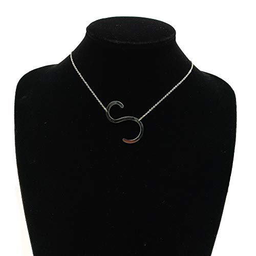 MOMOL Sideways Initial Necklace 18K Gold Plated Stainless Steel Large Big Letters Pendant Necklace Script Name Monogram Necklaces for Women - color: S