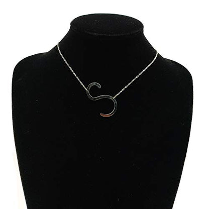 MOMOL Sideways Initial Necklace 18K Gold Plated Stainless Steel Large Big Letters Pendant Necklace Script Name Monogram Necklaces for Women - color: S