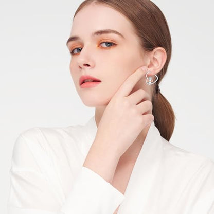 LES OSEWA Dog Animal Earrings Sterling Silver Animal Heart Hoop Dangle Earrings Cute Jewelry Gifts for Women - color: Poodle