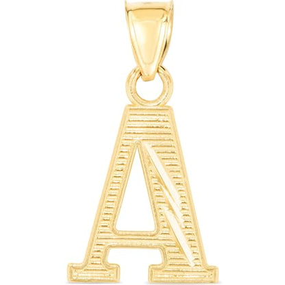 Floreo 10k Yellow Gold 0.45" Personalized Lighting Alphabet Letter A - Z Initial Charm Pendant with optional Extendable Chain Necklace - size: Pendant Only, style: - A -